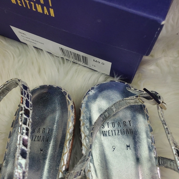 STUART WEITZMAN SILVER SERPENT LOW HEEL SANDAL - Picture 8 of 8